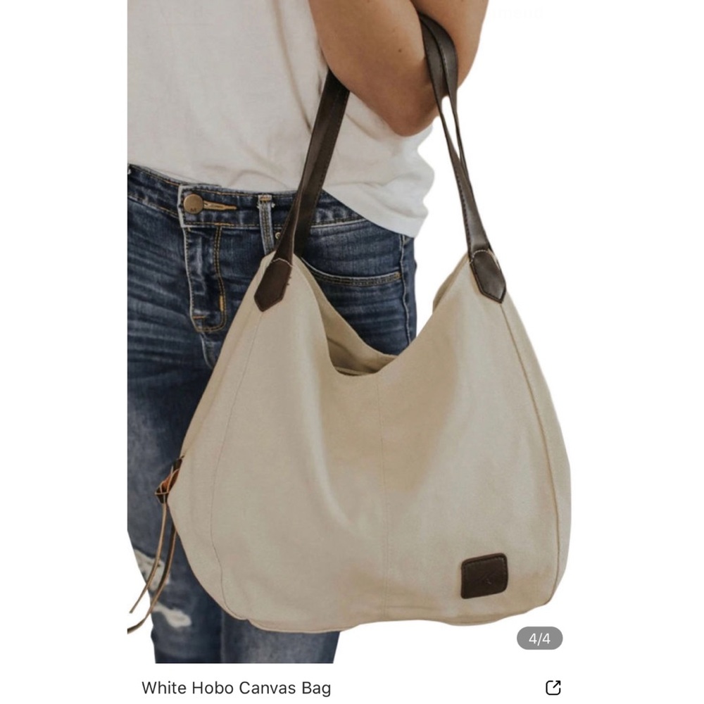 - White Hobo Canvas Bag - Picture 4 of 8